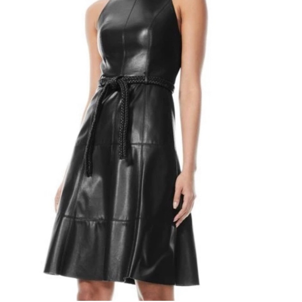 NWT Alice and Olivia faux leather midi dress